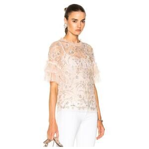 Needle & Thread Constellation Lace Top in Petal Pink Size 6